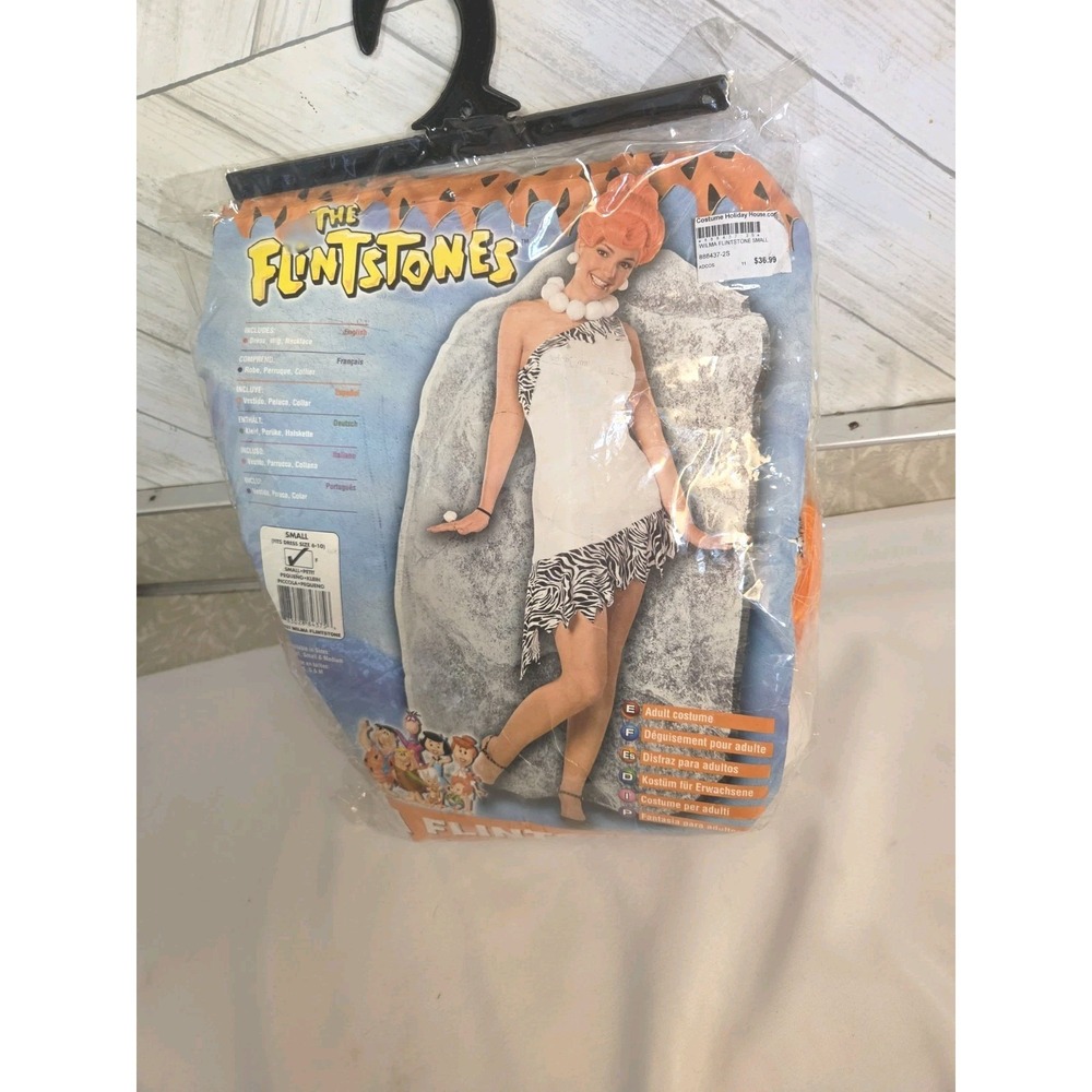Wilma Flintstone Costume Adult Size Small 6-10 Cavewoman Fancy Dress Necklace